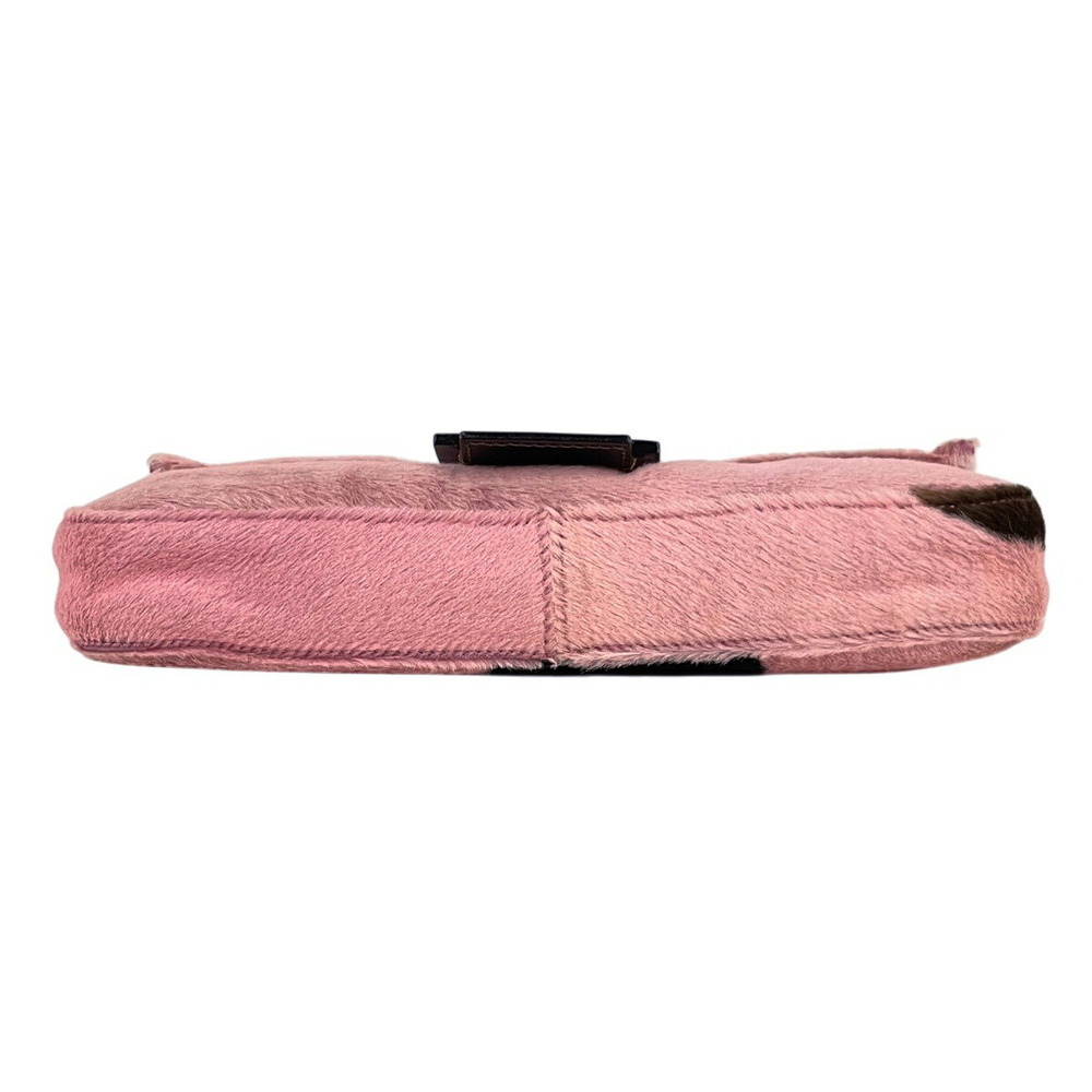 Fendi Zucca Logo Mamma Baguette Shoulder Bag Calfskin Pink Brown - Picture 5 of 7